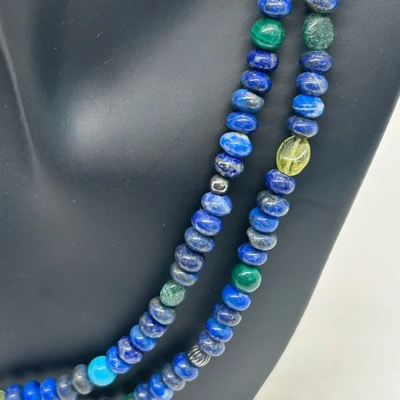 Carolyn Pollack Vintage SW Lapis Bead Necklace - Picture 3 of 6